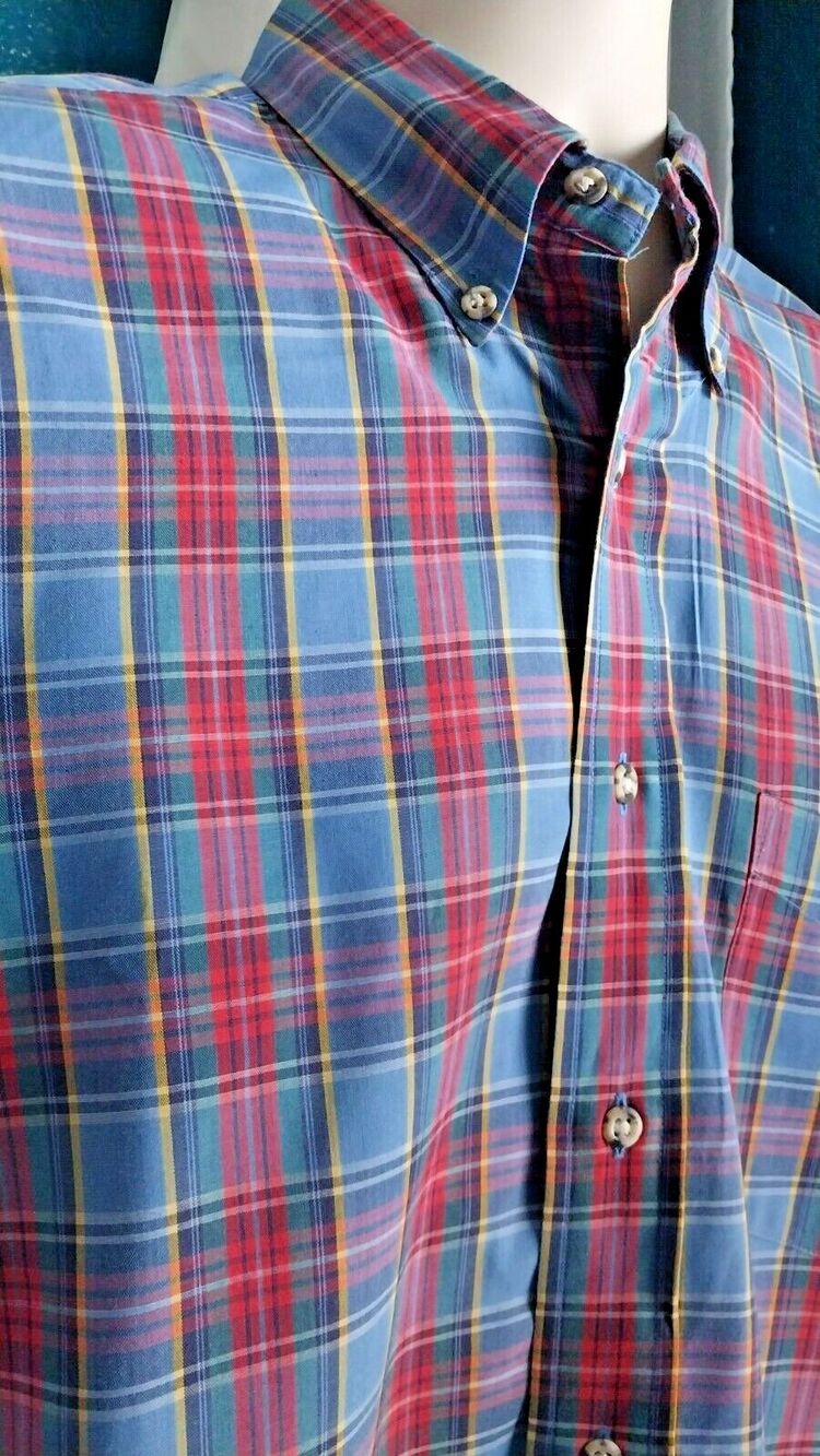 Vintage 90s Chaps Ralph Lauren Blue Red Yellow Men’s Medium Long Sleeve